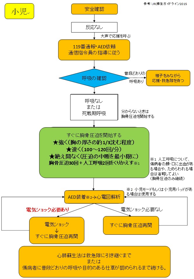 心肺蘇生（小児）の手順