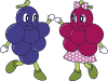 新巨ん太くんと新ぷるるちゃん（ハイタッチ）