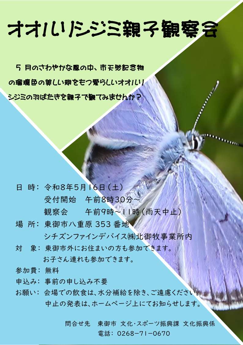 R8オオルリシジミ親子観察会　チラシ